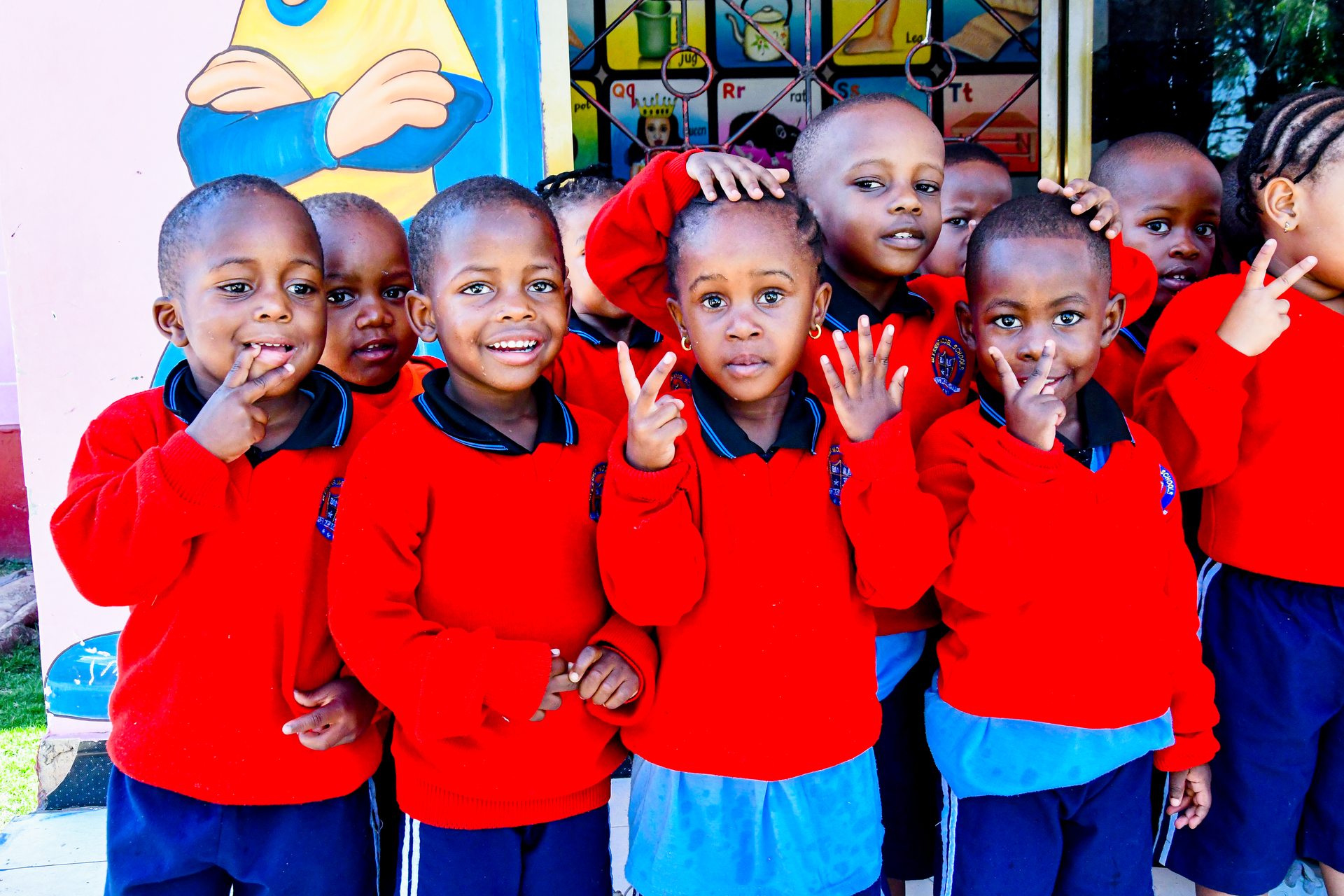 Joyful child meeting sponsor